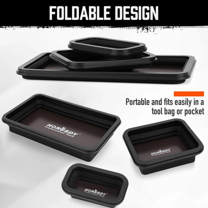 HORUSDY 3-Piece Magnetic Parts Tray Set, Black