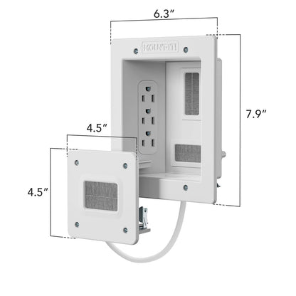 Mount-It! in-Wall TV Cable Management Kit with Recessed Power - White/Gray