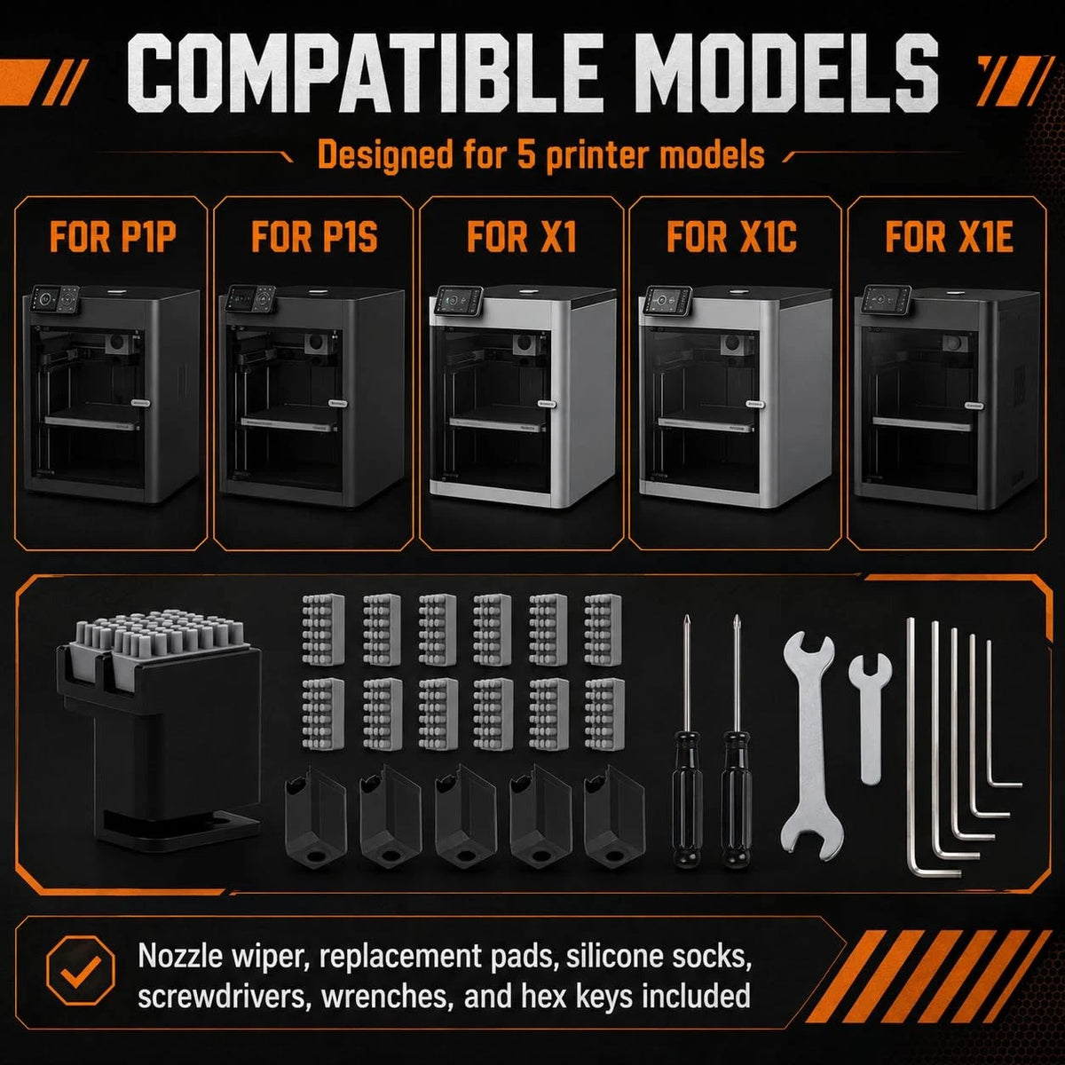 P1S 3D Printer Maintenance Tool Kit for Bambu Lab P1S/P1P/X1/X1C/X1E, Nozzle...