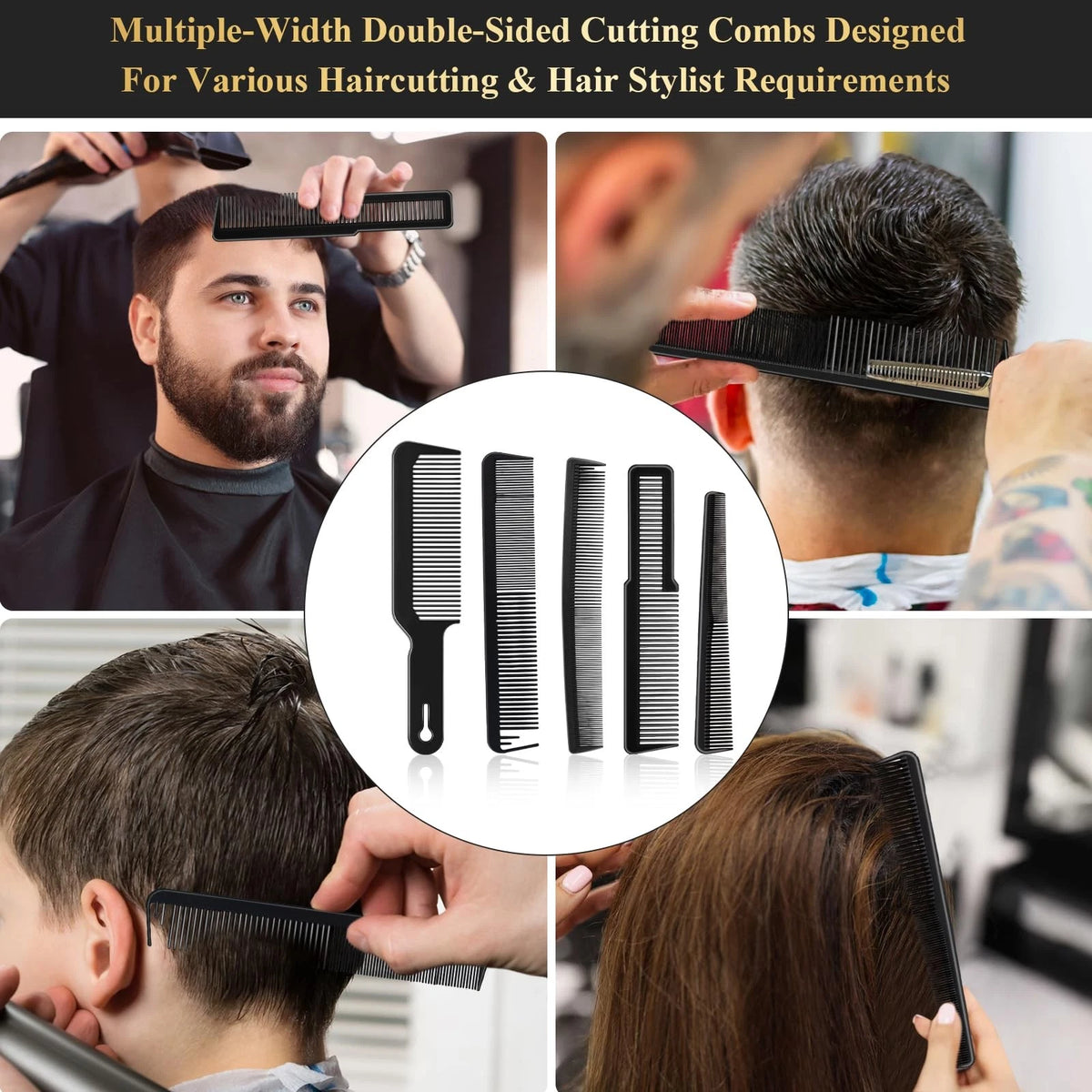 HEYMKGO Barber Comb,14PCS Hair Cutting Comb Set, Professional Salon BLACK