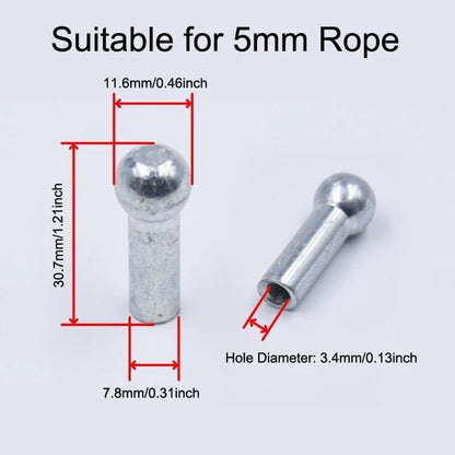 5 Pack Gym Pulley Machine Stopper Cable Ball For diameter 5mm Cable, Silver