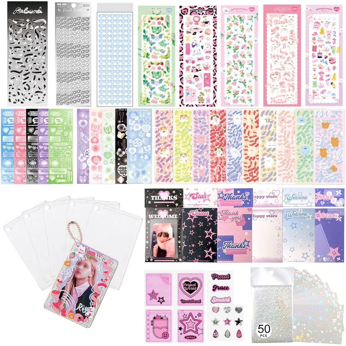 6 Kpop Photocard Holder Keychain 7.1 x 10.24 x 0.59 inches, Star Ii