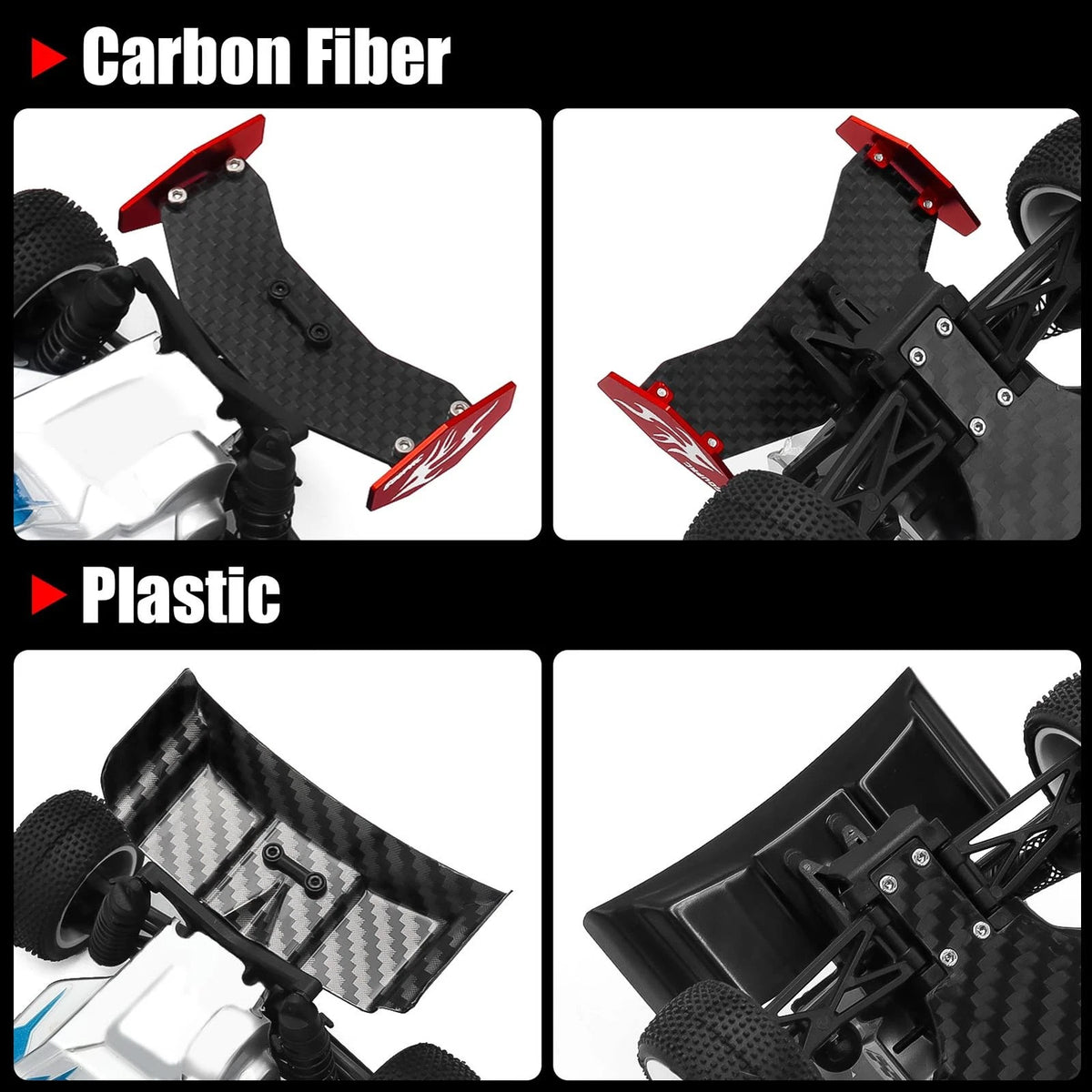 GOUPRC RC Rear Wing Carbon Fiber & Plastic Combo for Losi Micro-B 1/24 RC...