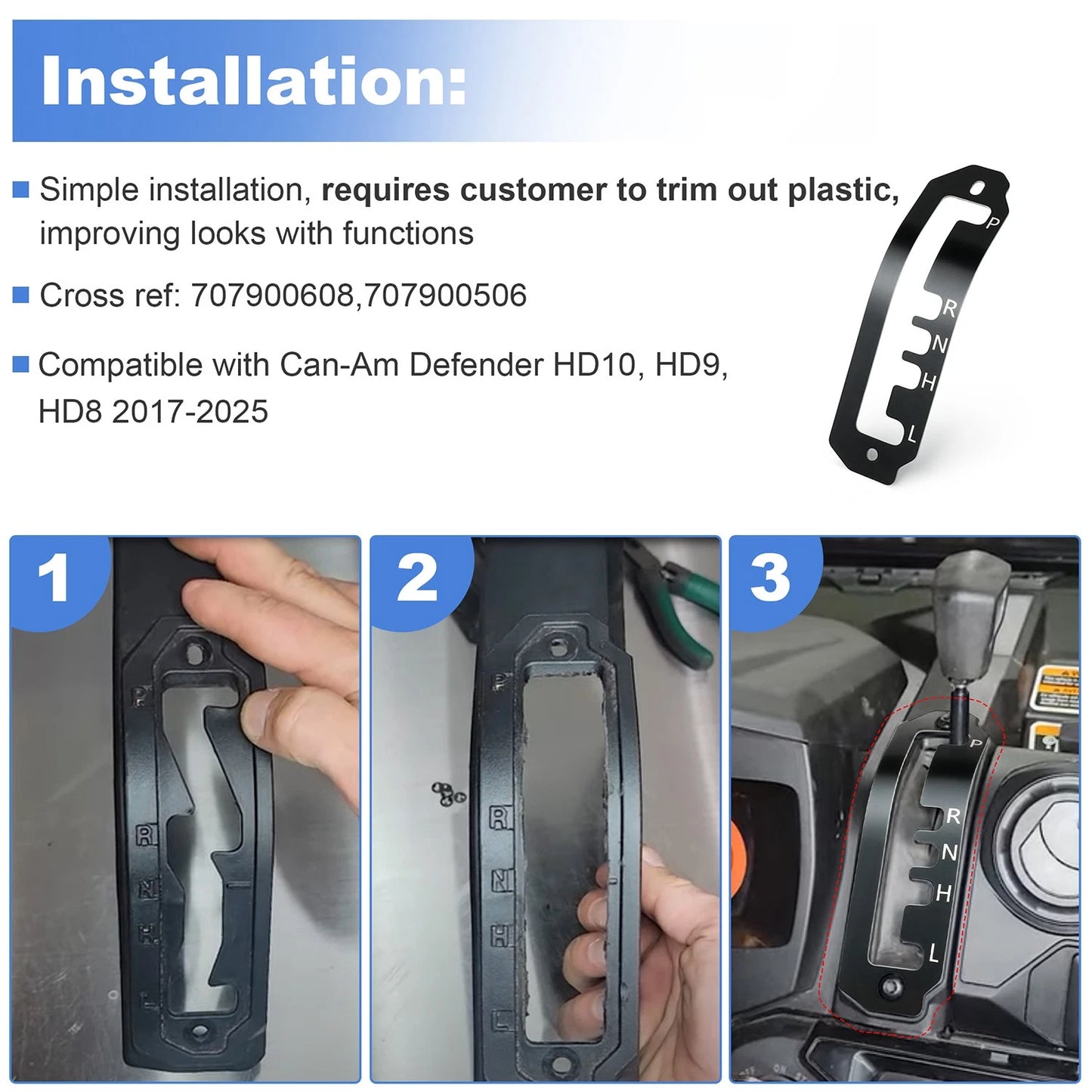 Gear Shifter Gate Shift Panel For Can-Am Defender HD10 HD9 HD8 2017-2025