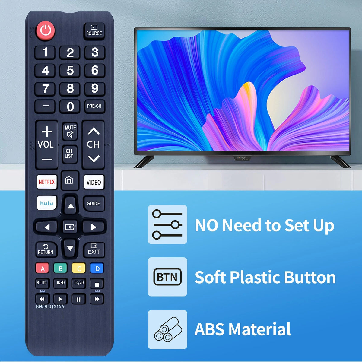 BN59-01315A Replacement TV Remote For Samsung LED 4K ULTRA HDTV Smart TV