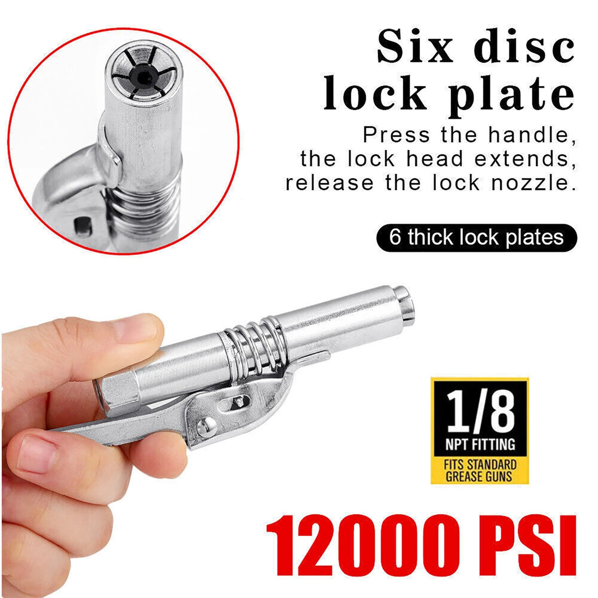2PCS  High-Pressure Quick Release Lock Oil Injection Nozzles 1/8" NPT Adapter