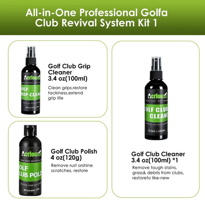 Aerlouxa 6-in-1 Golf Club Cleaning Kit - Cleaner, Grip Black