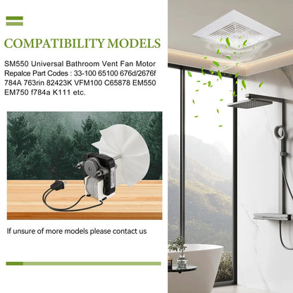 Universal Bathroom Fan Motor Replacement - SM550 Electric Vent Kit...