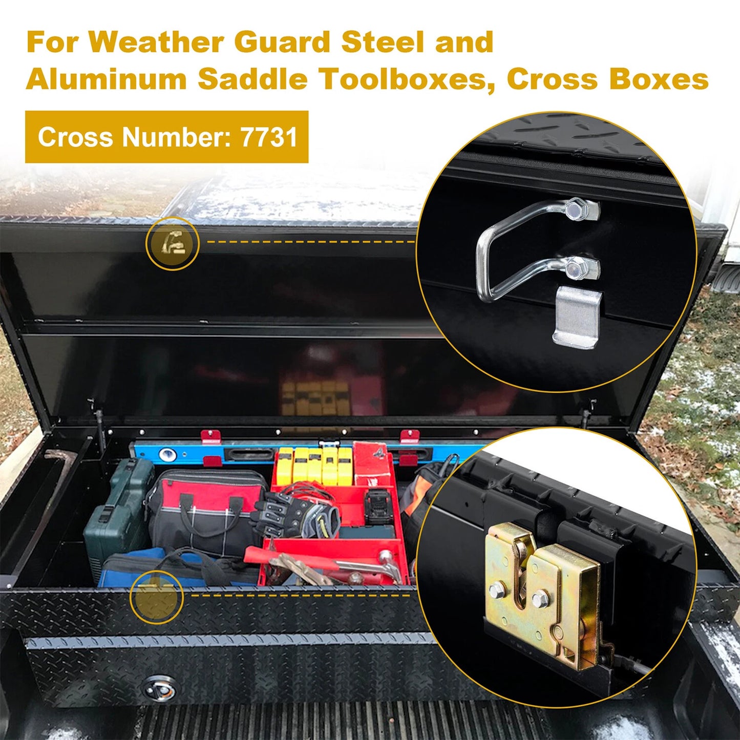 7731 Truck Lid Latch Striker Kit For Weather Guard Aluminum Box Silver