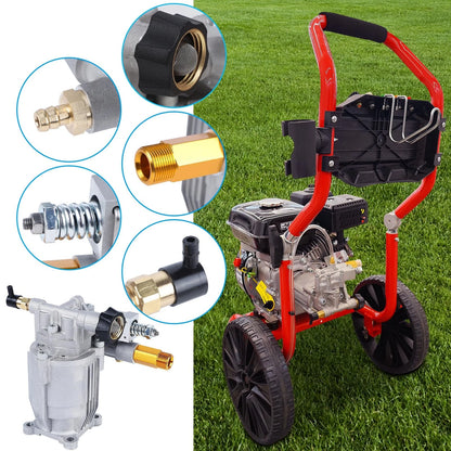 Biswing Pressure Washer Pump, 3/4" Shaft Horizontal Axial Plunger, Silver