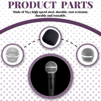 Cionyce 4 Pack SM58 Microphone Head Replacement Standard Size SM58, Silver