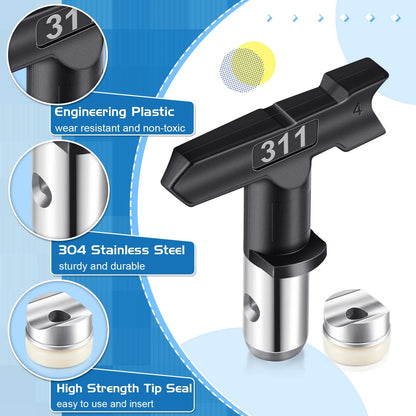 5 Pcs Spray Tips Reversible Tip 109, 213, 311, 315, 413, black, silver