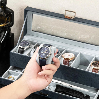 ProCase Watch Box, 6 Slot Watches Display Case with 6-Slot, Croc Cobalt Blue