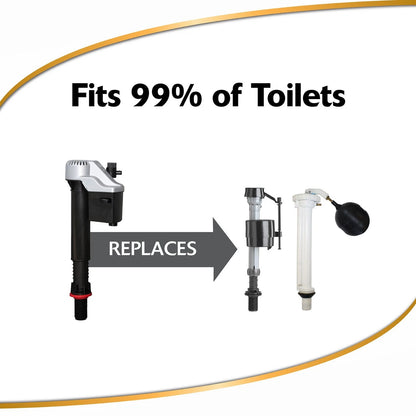 Korky QuietFILL Platinum Toilet Fill Universal to Fit 99% of Toilets, Black