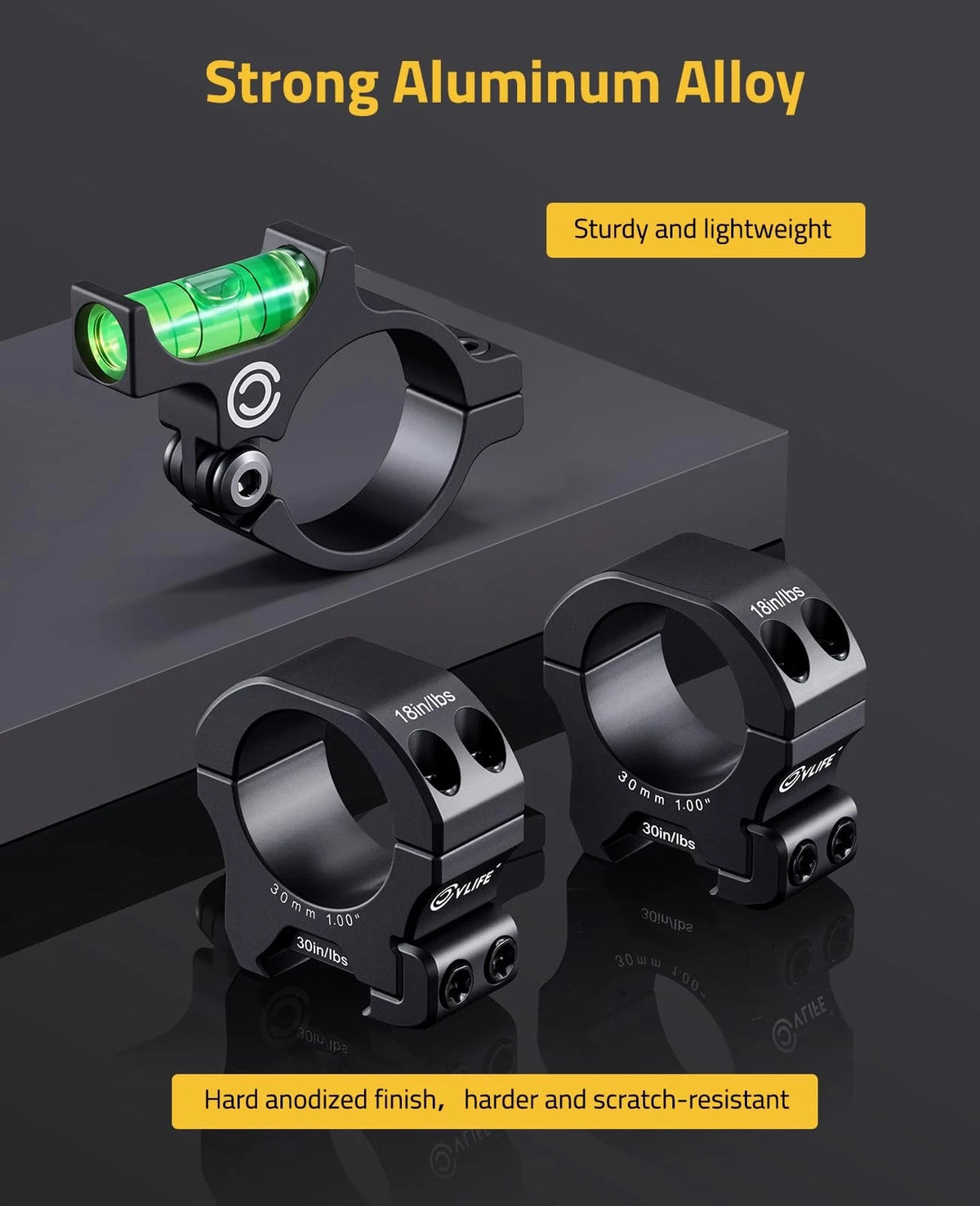CVLIFE Scope Level and Rings for 30mm Tubes Anti-cant Black