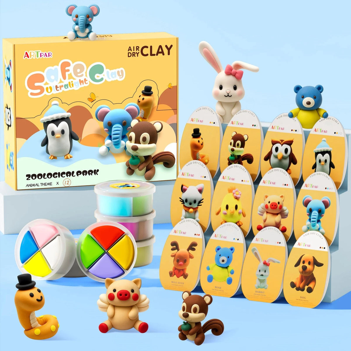 ARTPAR Air Dry Clay Kits for Kids-Modeling Magic Clay,12 animals kit
