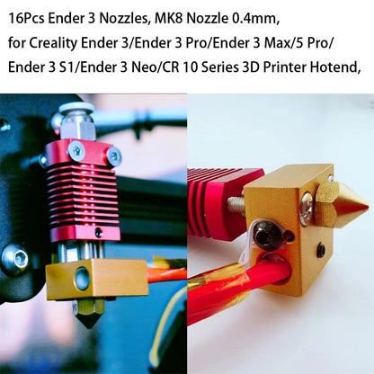 16Pcs Ender 3 Nozzles 0.4mm, MK8 Extruder 0.4mm Compatible for...