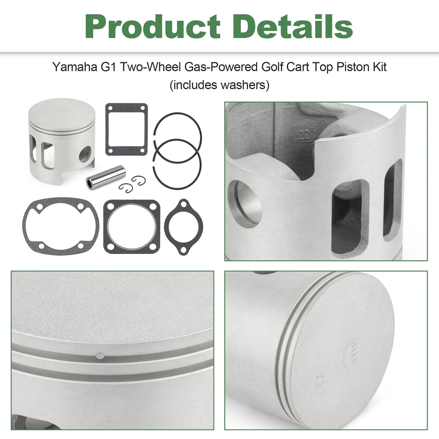 Top End Piston Kit w Gaskets STD Bore 68MM For Yamaha G1 2-Cycle Gas Golf Cart