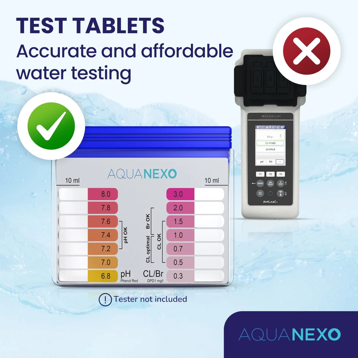 AQUANEXO Test Tablets for Pool Chlorine DPD 1, Selectable: 60x / 120x, Hot...