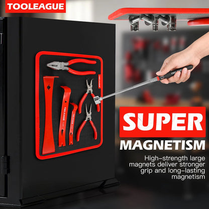 TOOLEAGUE 1Pc Magnetic Tool Mat with Pickup Tool, Black and Red