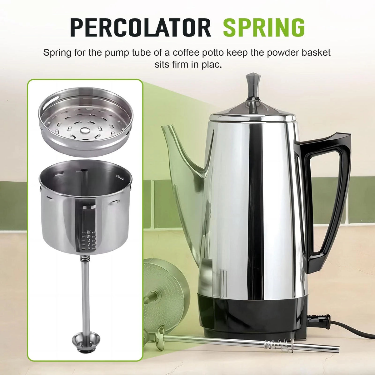 Percolator Spring Pump Tube Spring, Silver