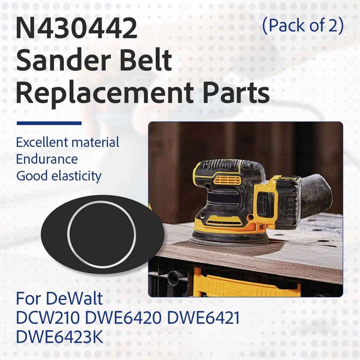 Sander Belt Replacement 2 Pack N430442 For DeWalt DWE6421 And DWE6423K Models
