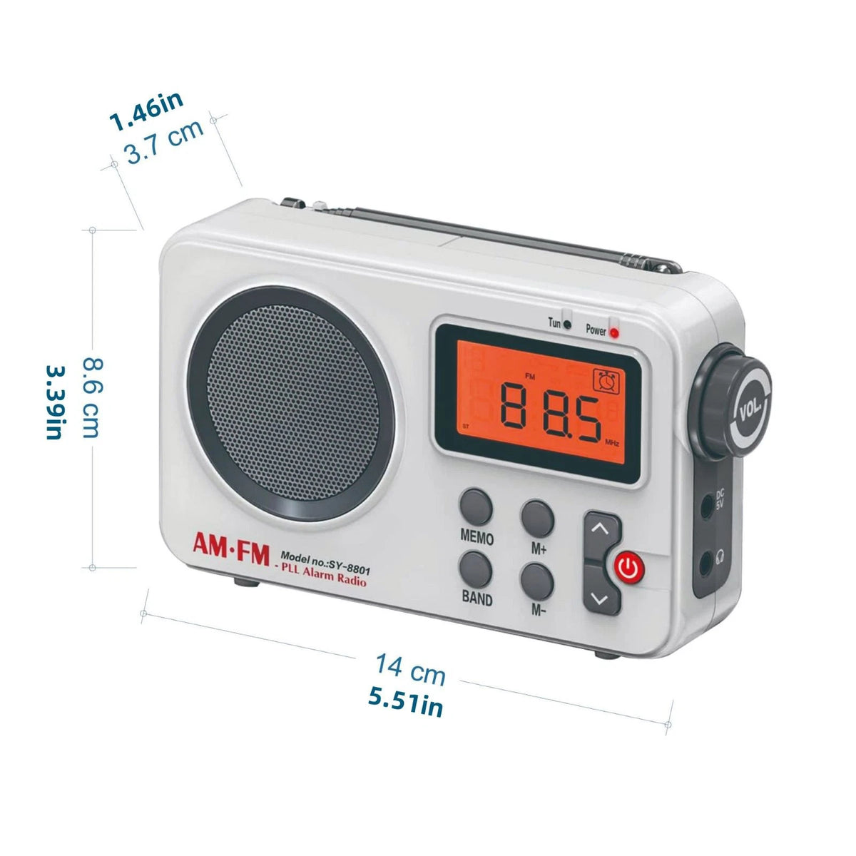 Portable AM/FM PLL Alarm Radio Support Smart Preset Feature SY-8801