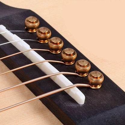 6 Pack Guitar Strings Fixed Brass Pins Bridge Nail Cone Parts For Folk Guitar