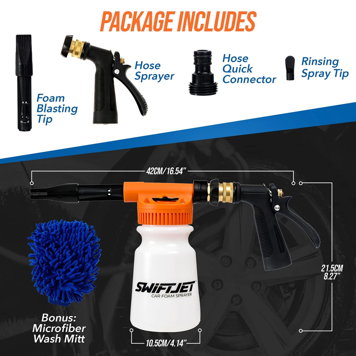 SwiftJet Car Orange Foam Sprayer With Wash Mit, Gun with Mitt