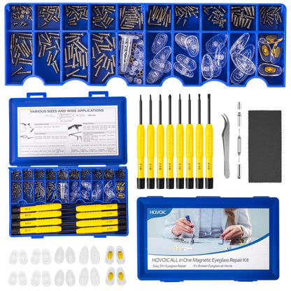 Upgraded All-in-One Magnetic Eyeglass Repair Tool Kit with Screws, Blue