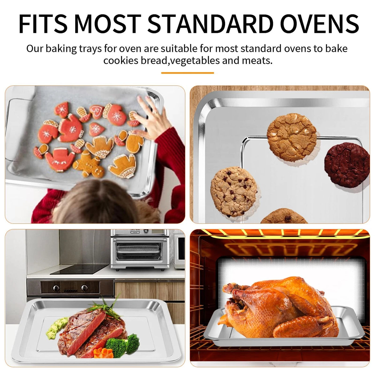 GWBSXM Convection Toaster Oven Replacement Tray Parts 14.6 x 8.8 inch, Silver
