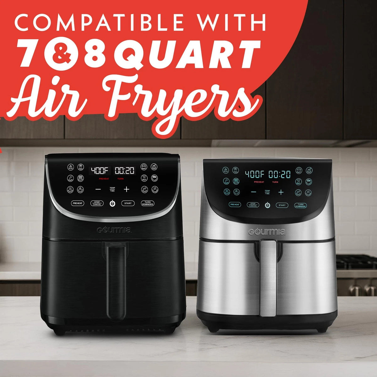 Gourmia Air Fryer Accessories Set - 3 Piece Silicone, 3-Piece Set, Gray