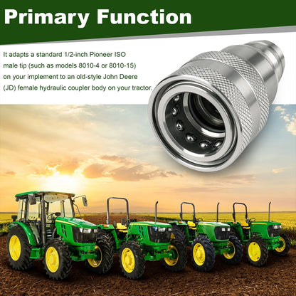 Hydraulic Quick Coupler Adapter Pioneer 4060-4MB Old JD to ISO Male Tip