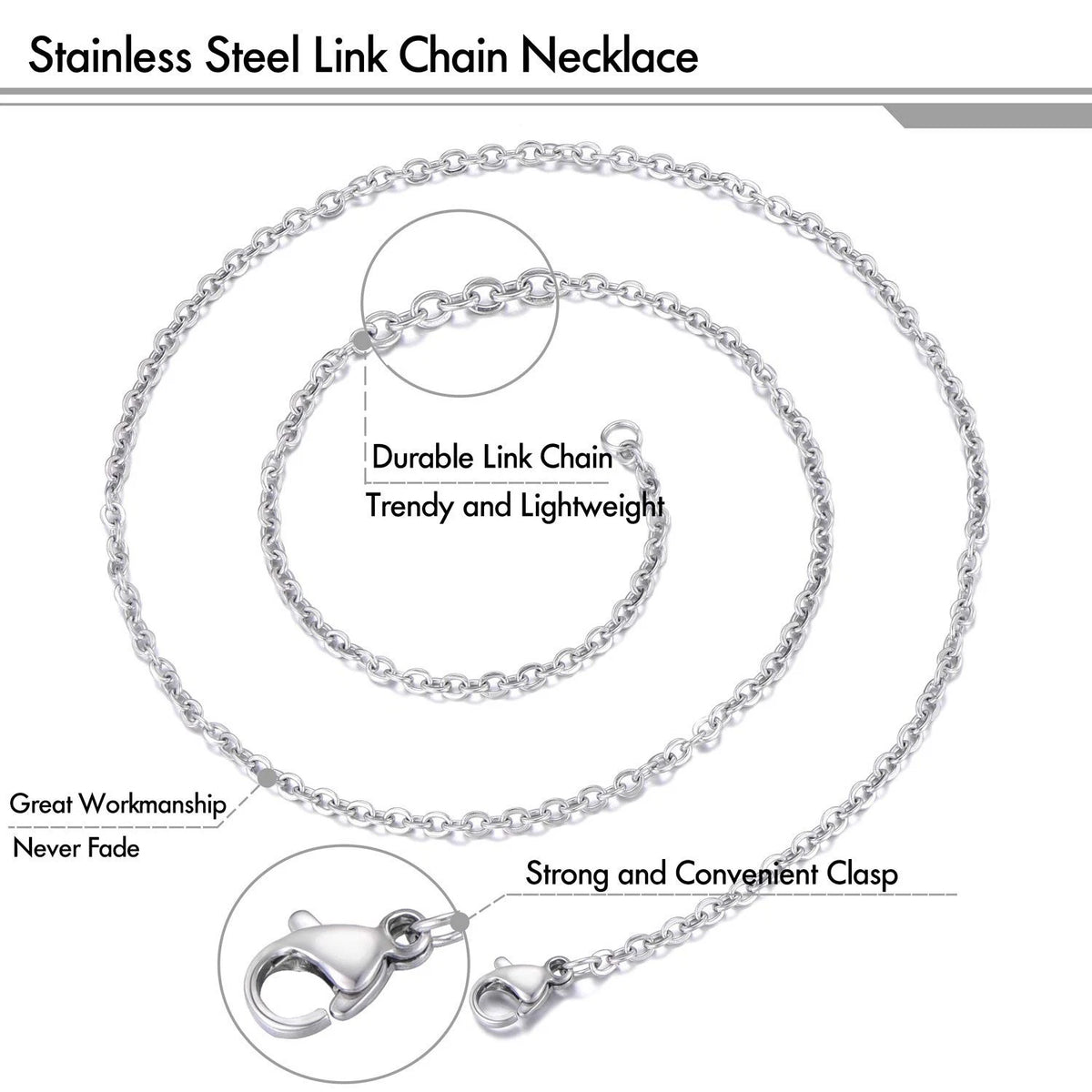 30 Pack 18 Inch Necklace Chain Stainless Steel 18 Inches,