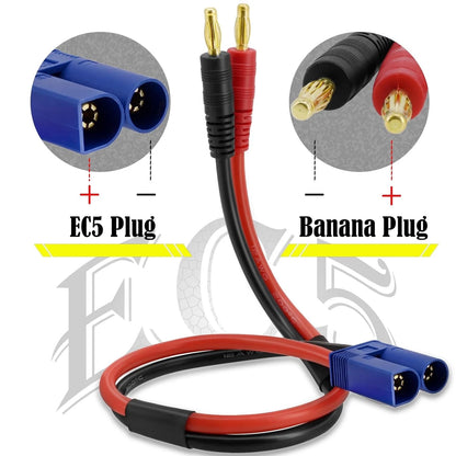 2 Pack EC5 to 4mm Banana Plug Battery Charging Cord, 11.8 Inches Male...
