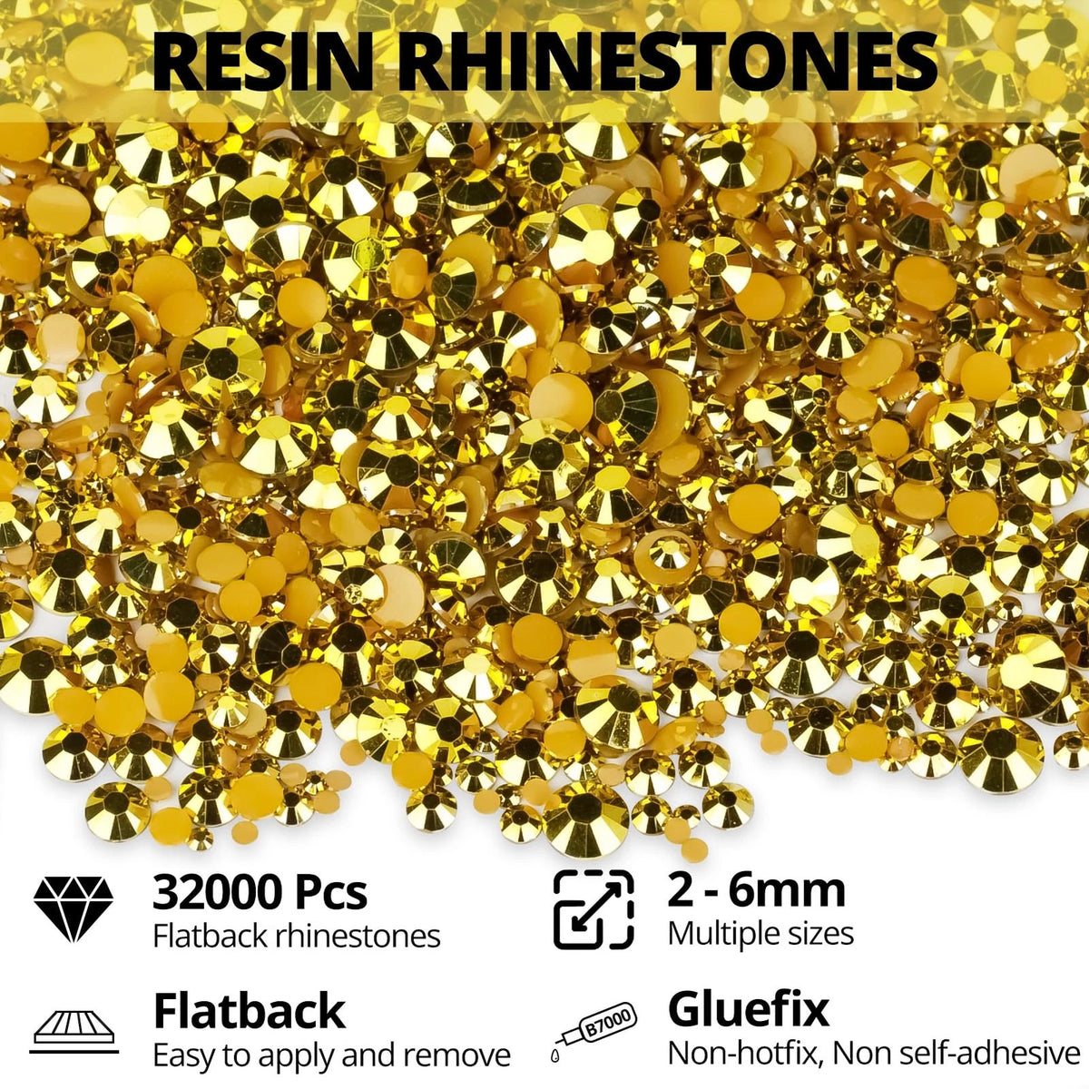 32000Pcs Metallic Gold Large Pack + 3pcs Glue, gold 2-6mm