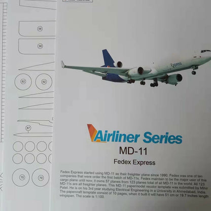 1:100  MD-11 Air Plane 3D Paper Model Cargo Aircraft Unassembled Ornaments