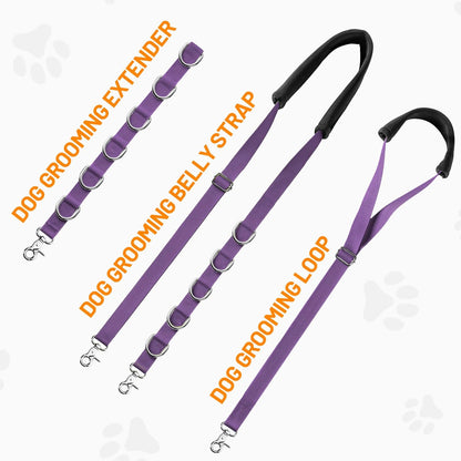 Dog Grooming Belly Strap - Loops for Table Adjustable, Purple