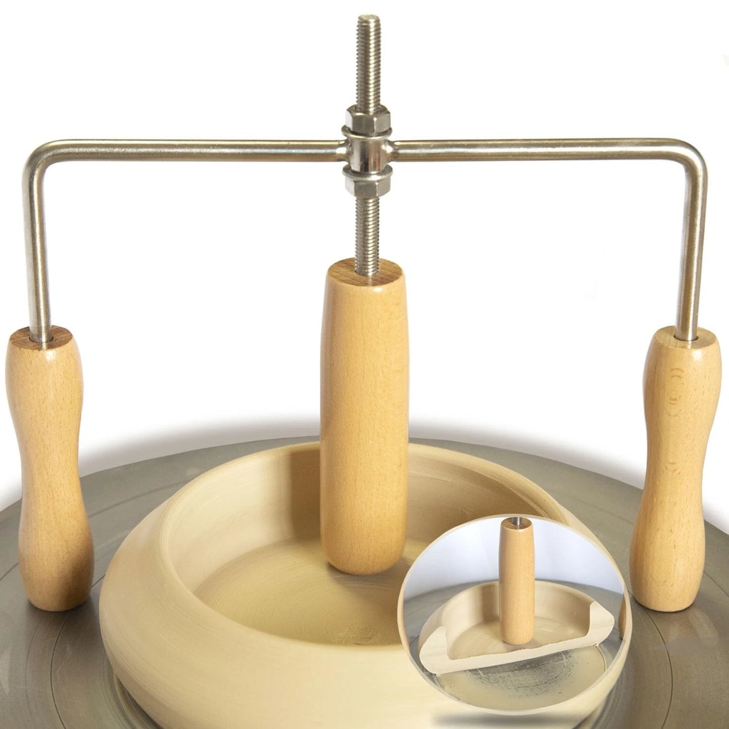 PrudoPex Pot Cup Mouth Opener, Adjustable Depth Ceramic Opening Wood