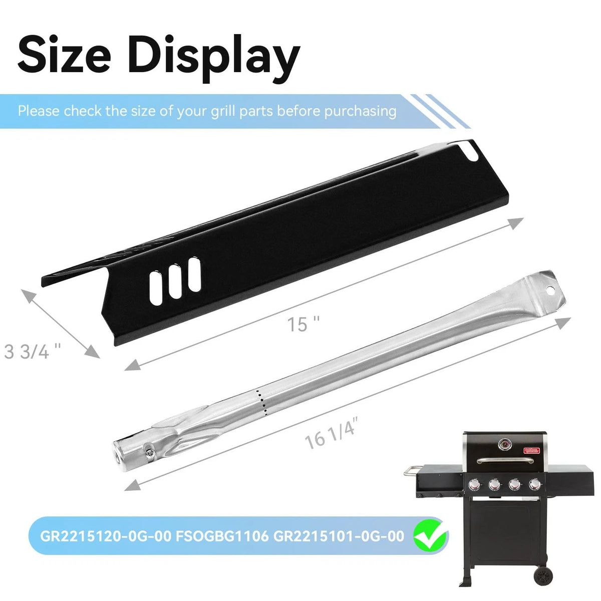 GR2215120-OG-00 Grill Replacement Parts for Outdoor Gourmet 4 Burner Silver