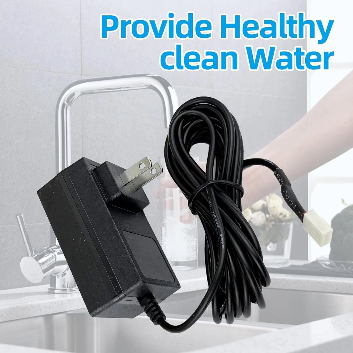 15V DC Power Cord Adapter for Soft Water Transformer Black