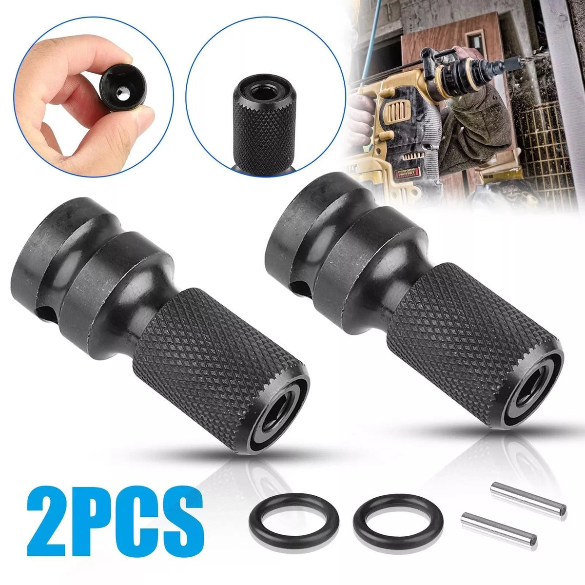 2* Hex Ratchet Socket Adapter Drive 1/2" Square To 1/4" Converter Impact Tool