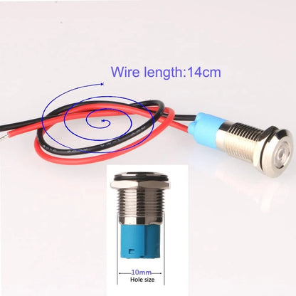 5pcs 10mm LED Metal Indicator Light AC/DC 12-24V Green