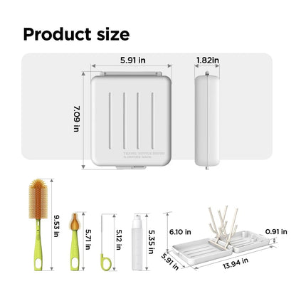 YOTIME Travel Bottle Brush, Cleaner Kit with Foldable White