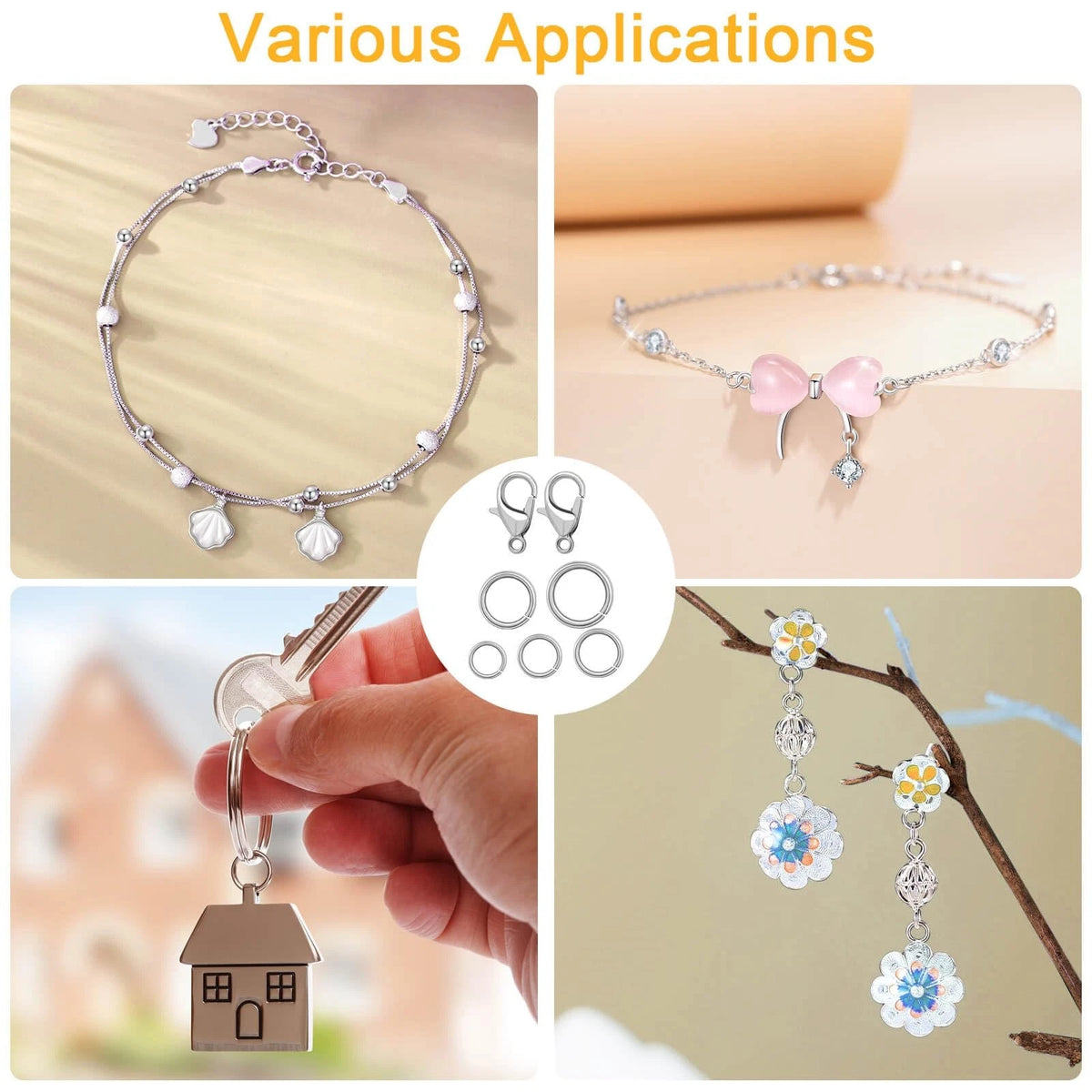 Anezus 1200PCS Jump Rings for Jewelry 4 mm, 5 6 7 8 Silver