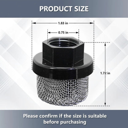 700805 3/4" UNF Thread Inlet Filter Screen Suction BLACK,stainless steel