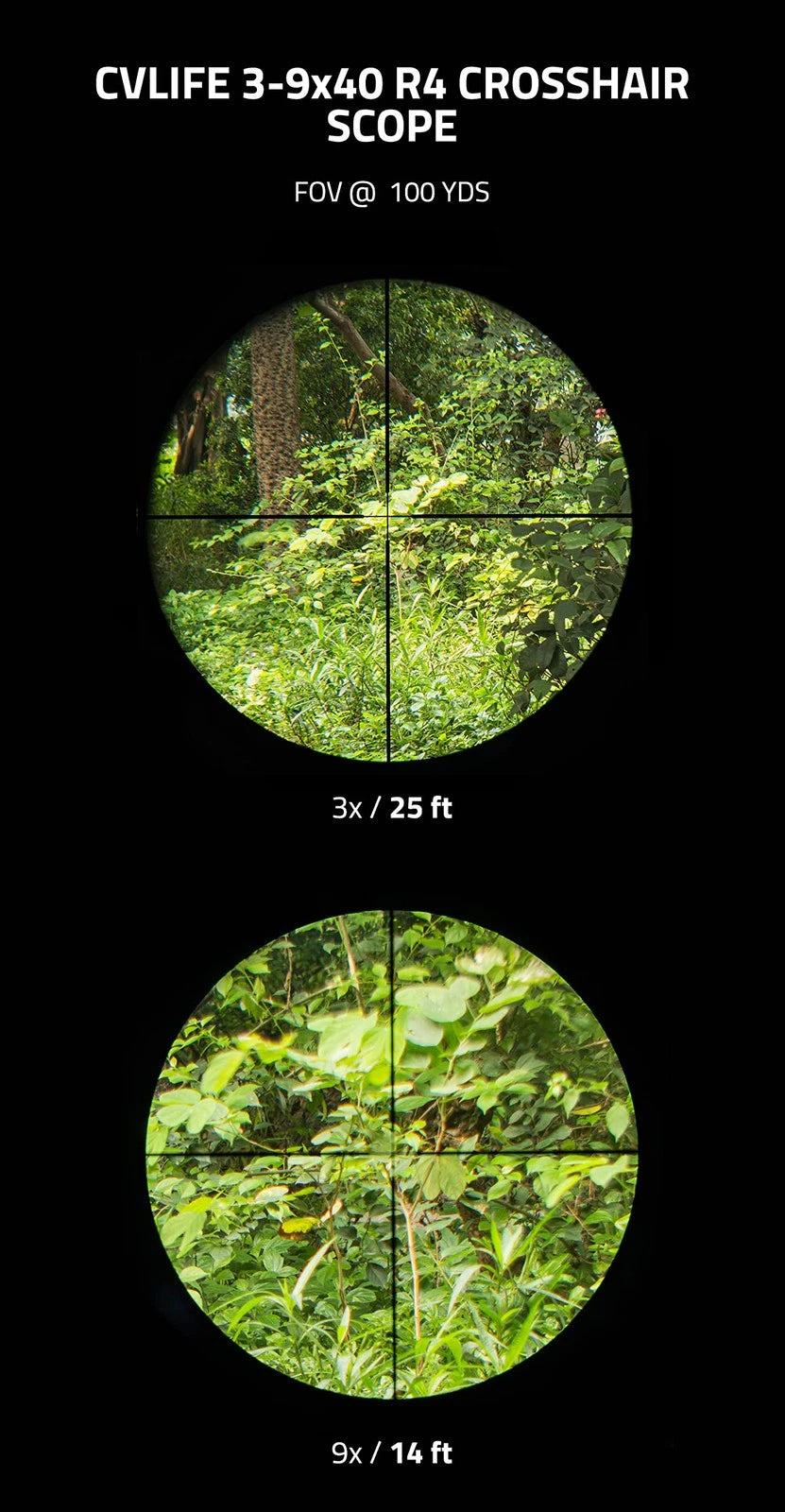 CVLIFE 3-9x40 Optics R4 Reticle Crosshair Scope with 11mm 11mm, Black