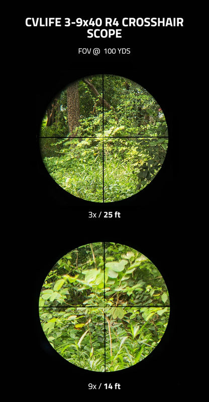 CVLIFE 3-9x40 Optics R4 Reticle Crosshair Scope with 11mm 11mm, Black