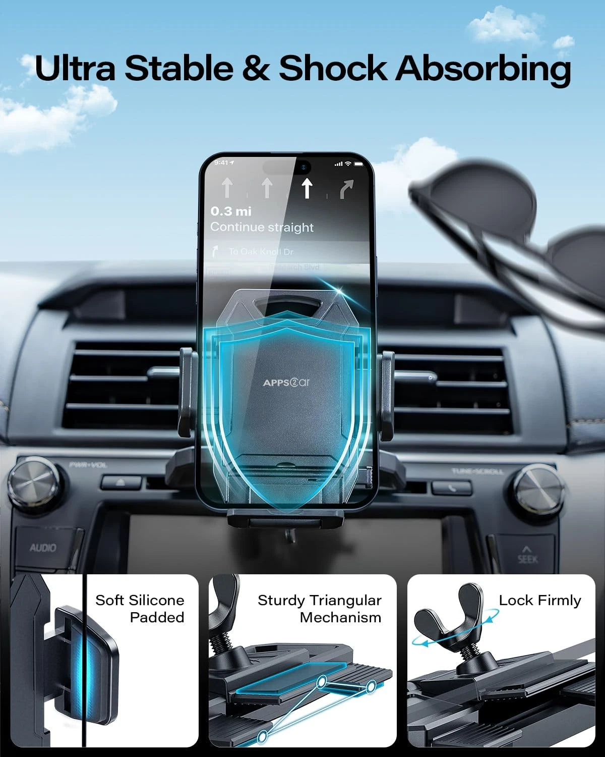 APPS2Car Sturdy CD Slot Phone Mount with One Hand Operation Medium, Black