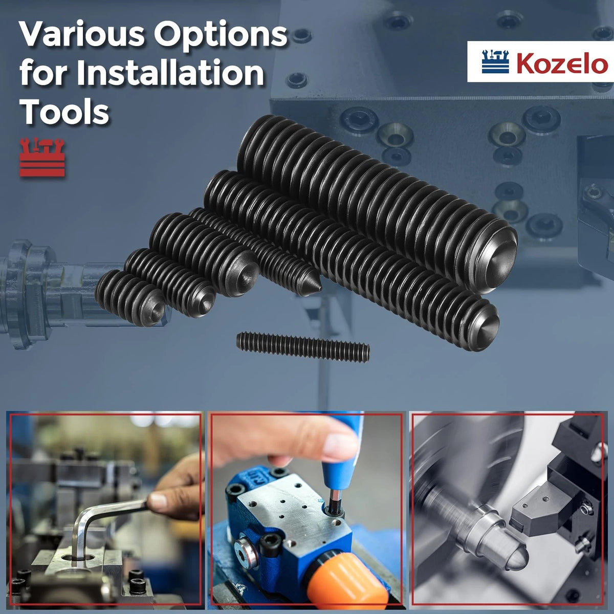 Kozelo 15Pcs Cup Point Socket Set Screws-M8-1.25x45 Carbon M8-1.25x45, Black